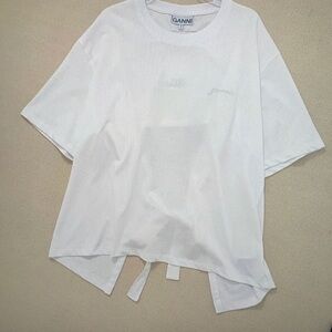 Ganni New fashionable backless lace up solid color t-shirt